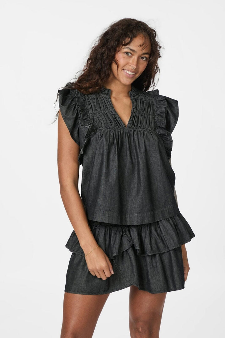 Neo Noir - Jayla Denim Top 164536 - 100 - Black