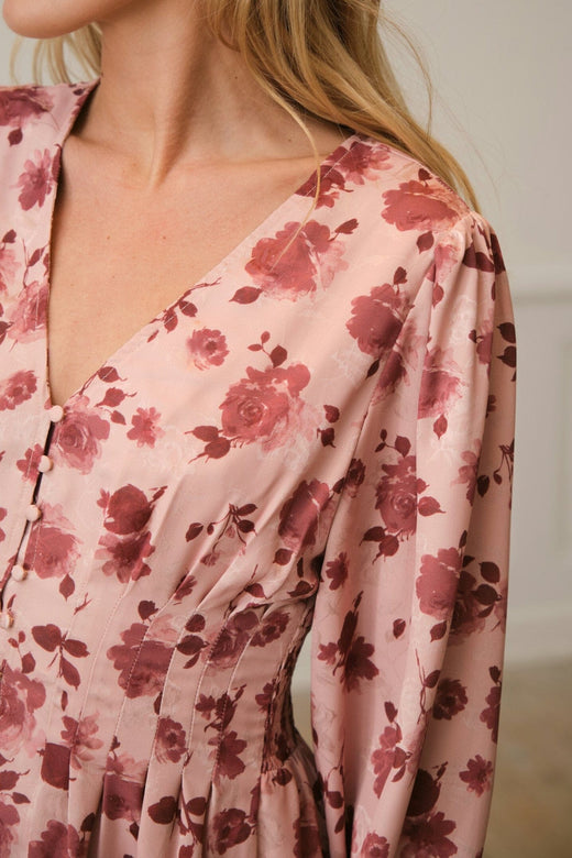 Neo Noir - Jellie Print Dress 167561 - 630 - Dusty Rose Kjoler 