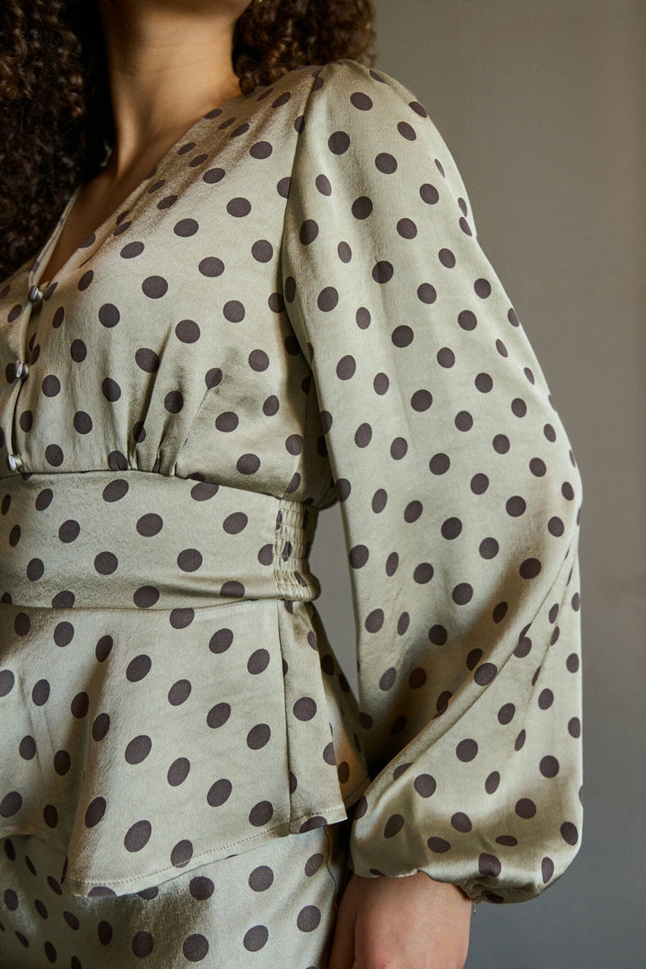 Neo Noir - Jellima Dotted Blouse 167743 - 236 - Pistachio Bluser 