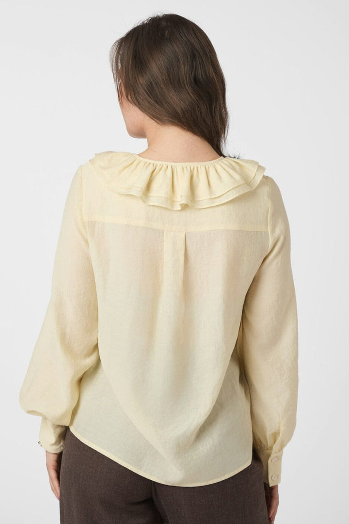 Neo Noir - Katarina Crepe Ruffle Blouse 166497 - 191 - Light Yellow