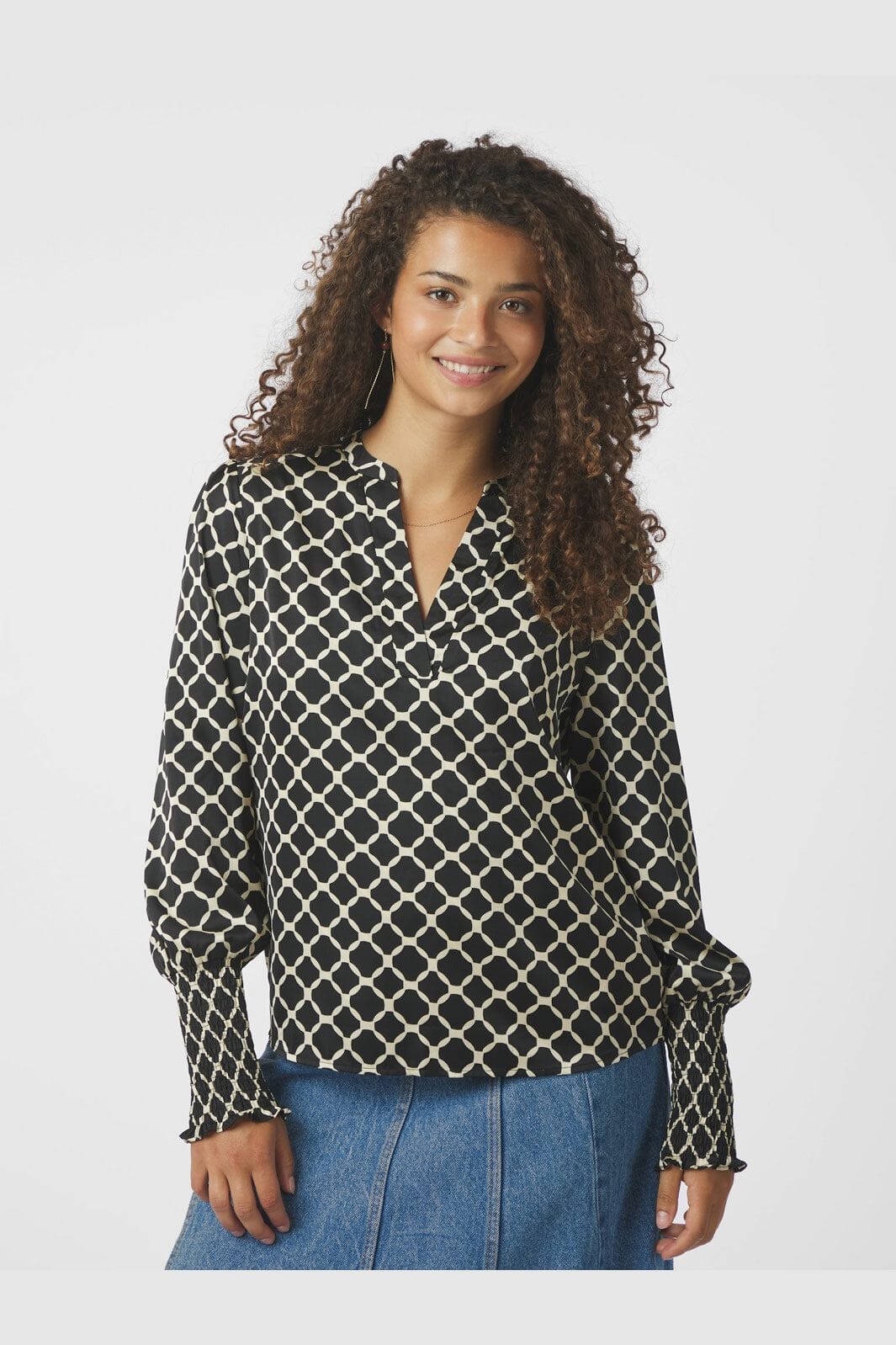 Neo Noir - Landa Tile Print Blouse 166926 - 100 - Black