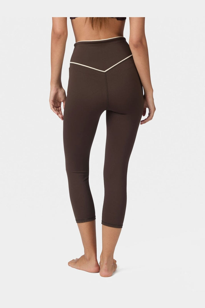 Neo Noir - Lea Wrap Contrast Capri Pants 170725 - 676 - Dark Brown