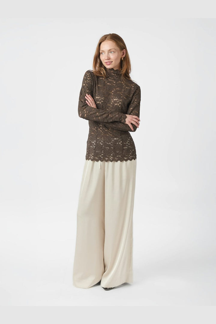 Neo Noir - Liza Laceflower Blouse 161473 - 584 - Chocolate Brown