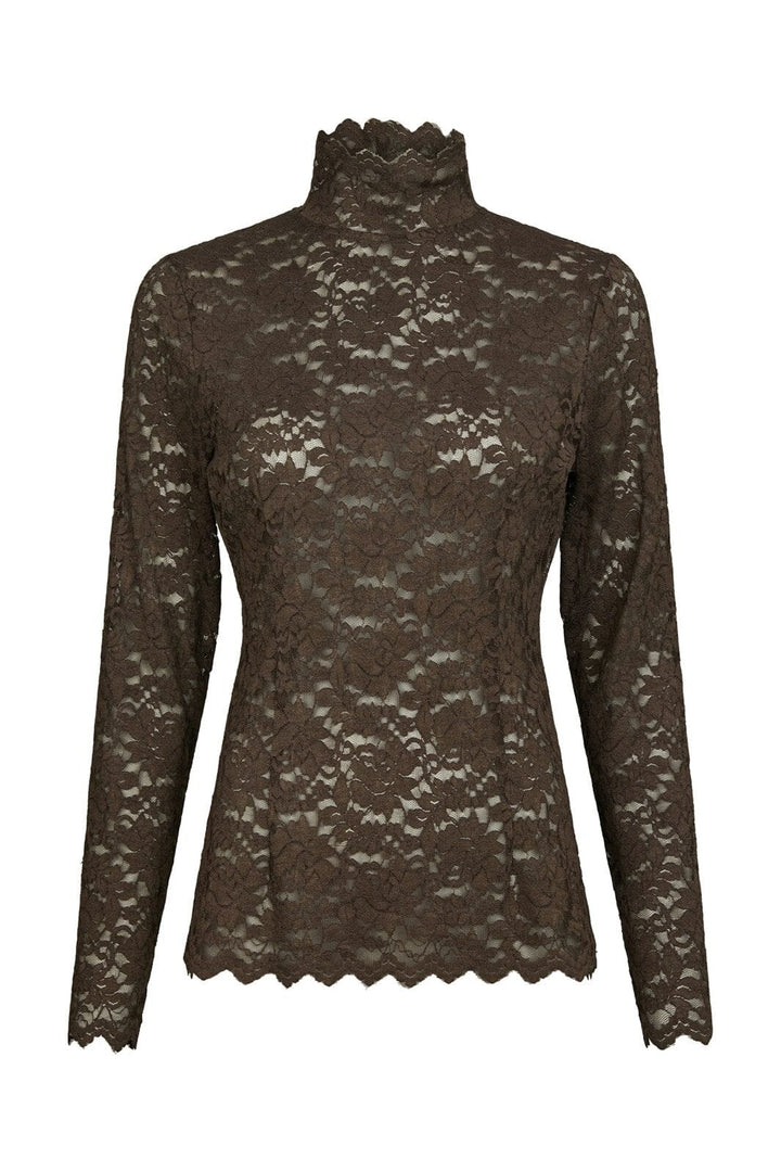 Neo Noir - Liza Laceflower Blouse 161473 - 584 - Chocolate Brown