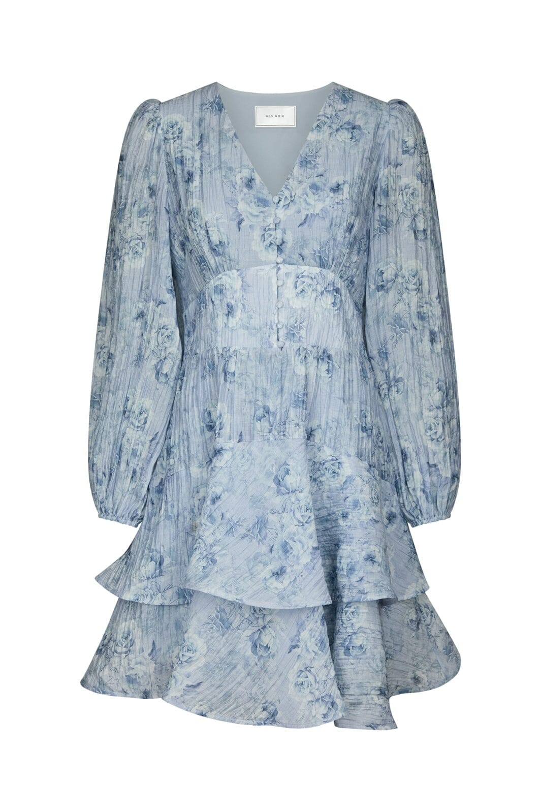 Neo Noir - Mabella Crepe Print Dress 167703 - 142 - Dusty Blue