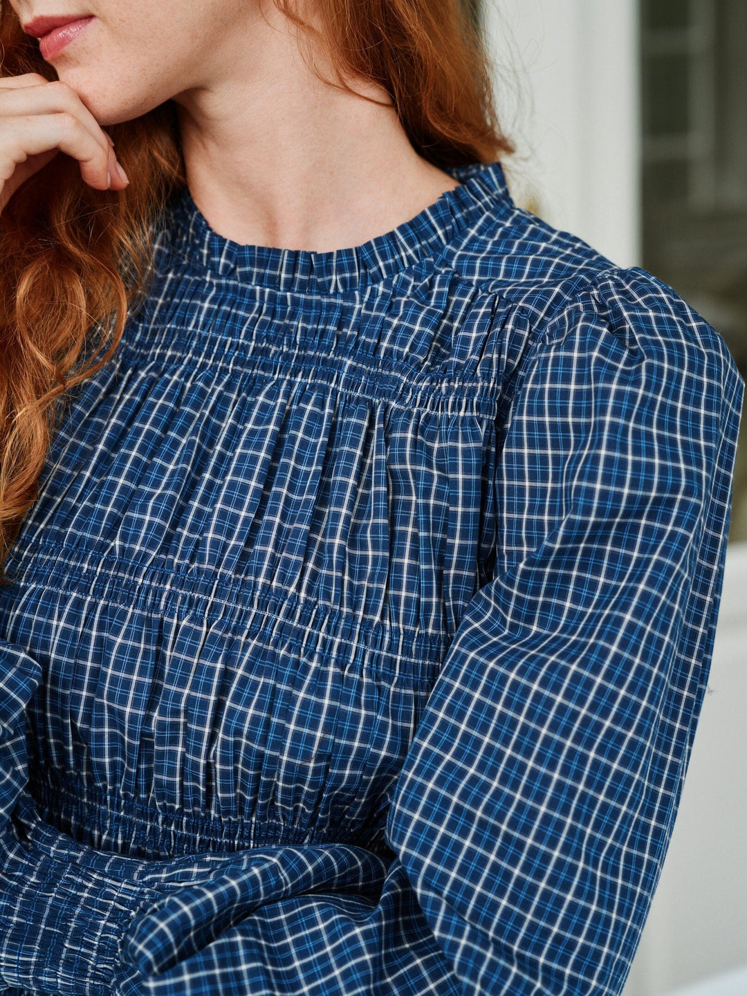 Neo Noir - Marcia Check Blouse 166893 - 140 - Blue Bluser 