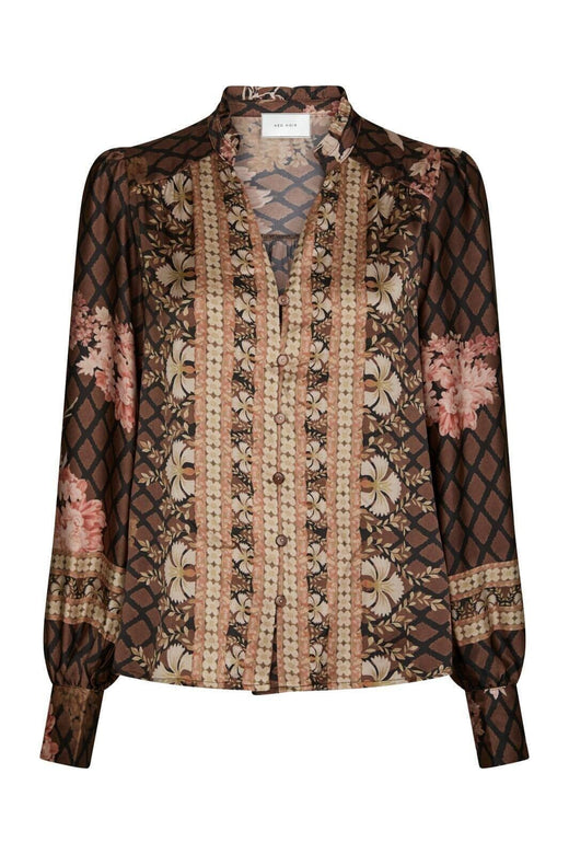 Neo Noir - Massima Botanical Border Blouse 167029 - 100 - Black
