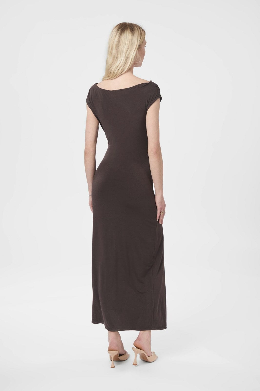 Neo Noir - Minja Drapy Dress 165728 - 584 - Chocolate Brown