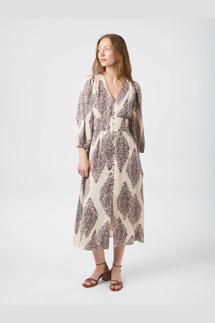 Neo Noir - Olana Paisley Drop Dress 166207 - 174 - Burgundy