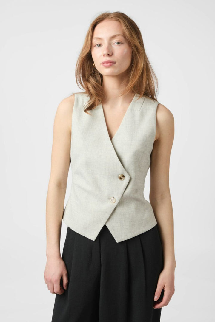 Neo Noir - Philippe Melange Waistcoat 165300 - 194 - Stone Melange