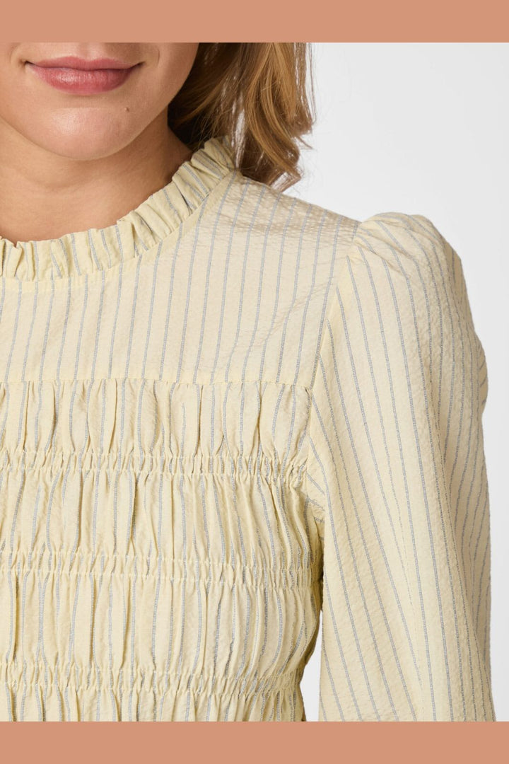 Neo Noir - Possa Crepe Stripe Blouse 166413 - 191 - Light Yellow