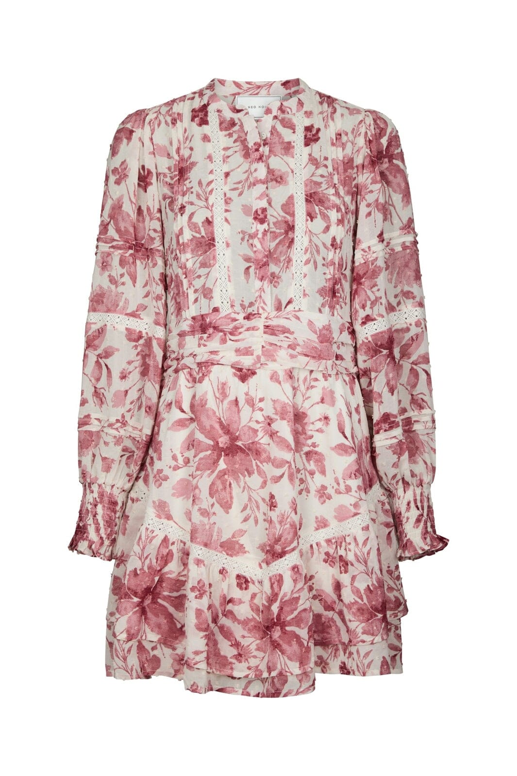 Neo Noir - Roberta Flower Print Dress 168697 - 823 - Evening Rose