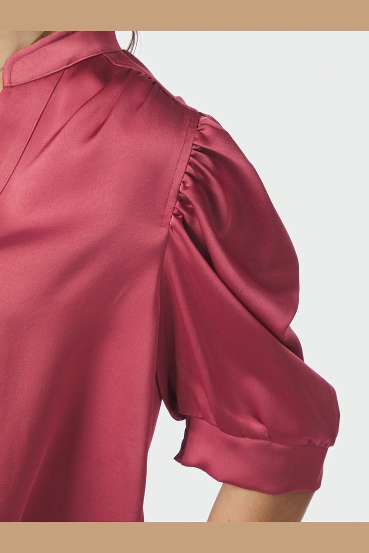 Neo Noir - Roella Heavy Sateen Blouse 162590 - 430 - Cherry Pink