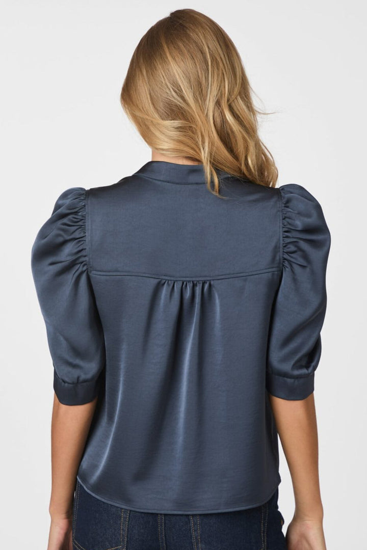 Neo Noir - Roella Heavy Sateen Blouse 162590 - 678 - Midnight Blue