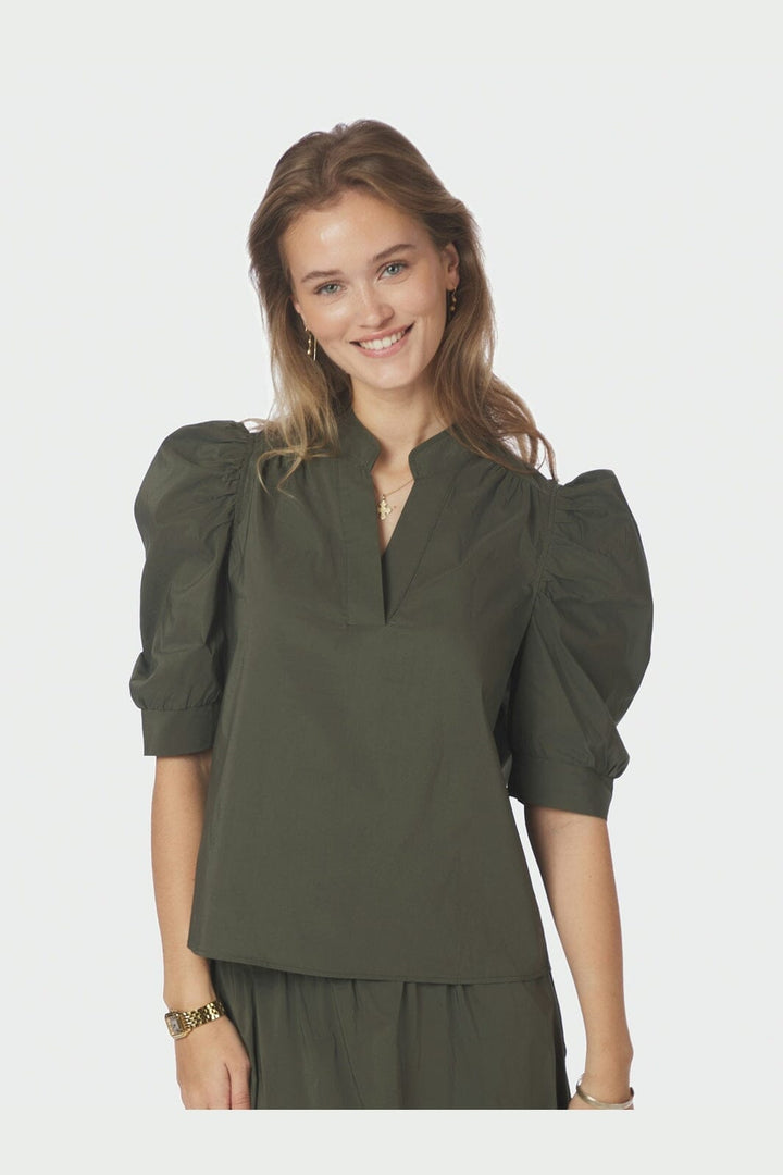 Neo Noir - Roella Poplin Blouse 164283 - 151 - Army