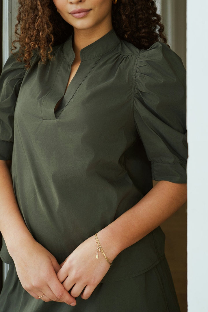 Neo Noir - Roella Poplin Blouse 164283 - 151 - Army Bluser 