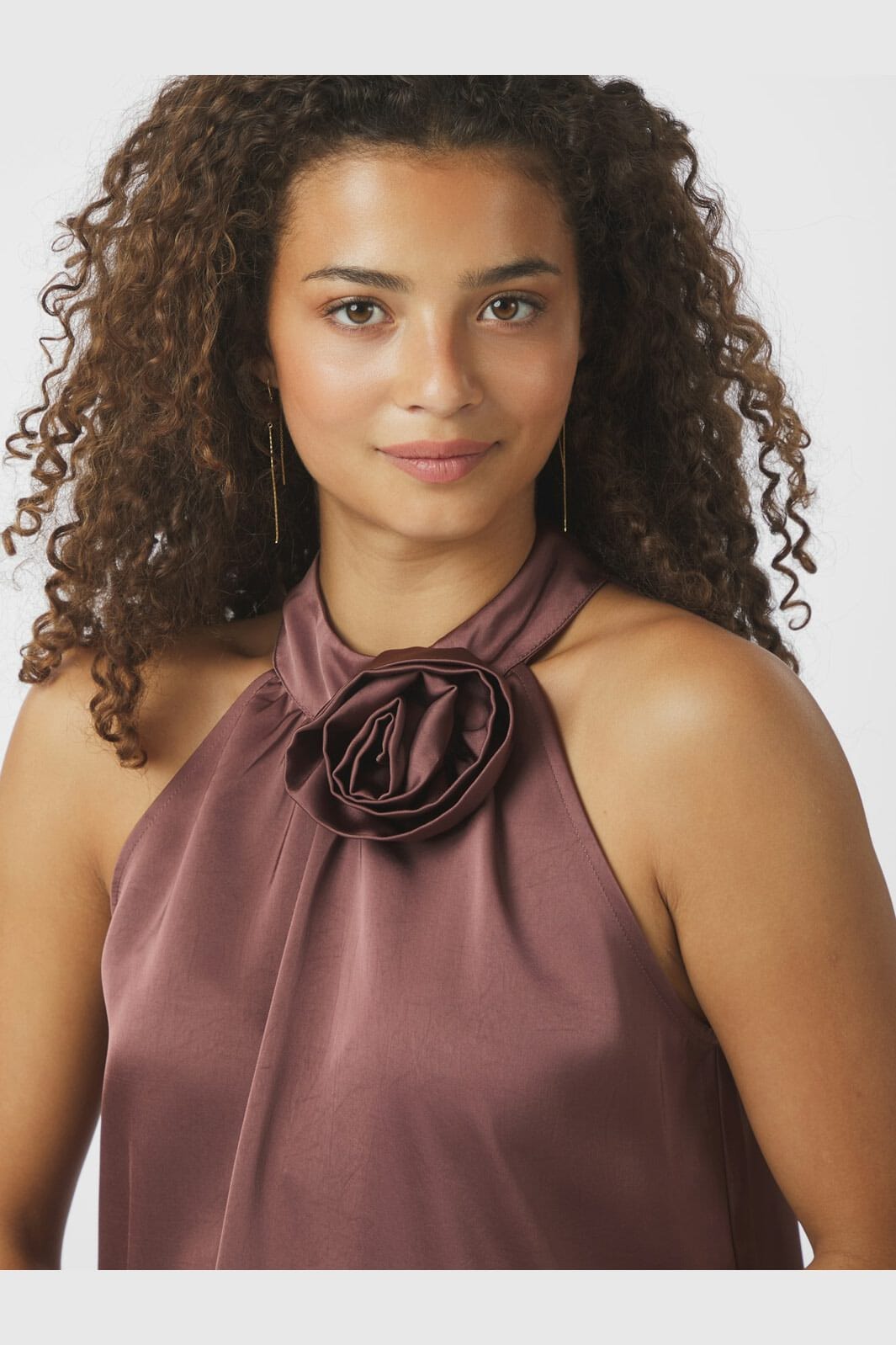 Neo Noir - Rosette Heavy Sateen Top 164817 - 393 - Dark Rose