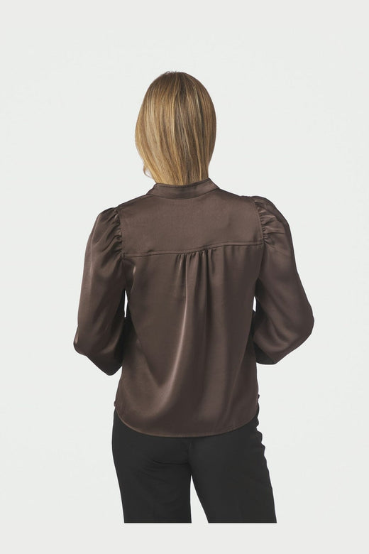 Neo Noir - Rosslyn Heavy Sateen Blouse 163769 - 676 - Dark Brown
