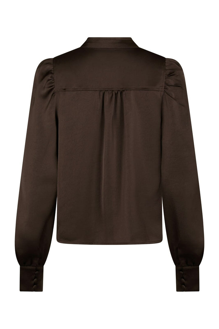 Neo Noir - Rosslyn Heavy Sateen Blouse 163769 - 676 - Dark Brown