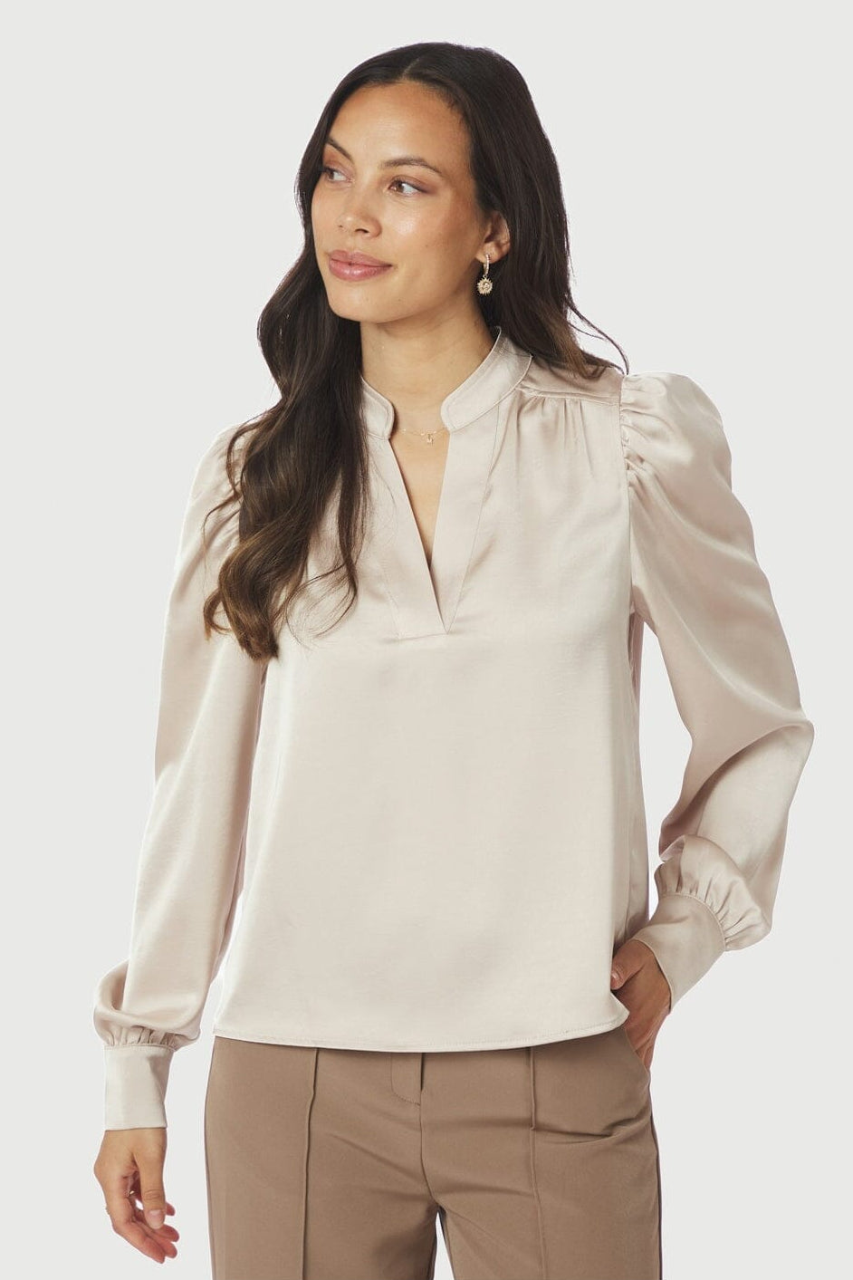 Neo Noir - Rosslyn Heavy Sateen Blouse 163769 - 720 - Champagne