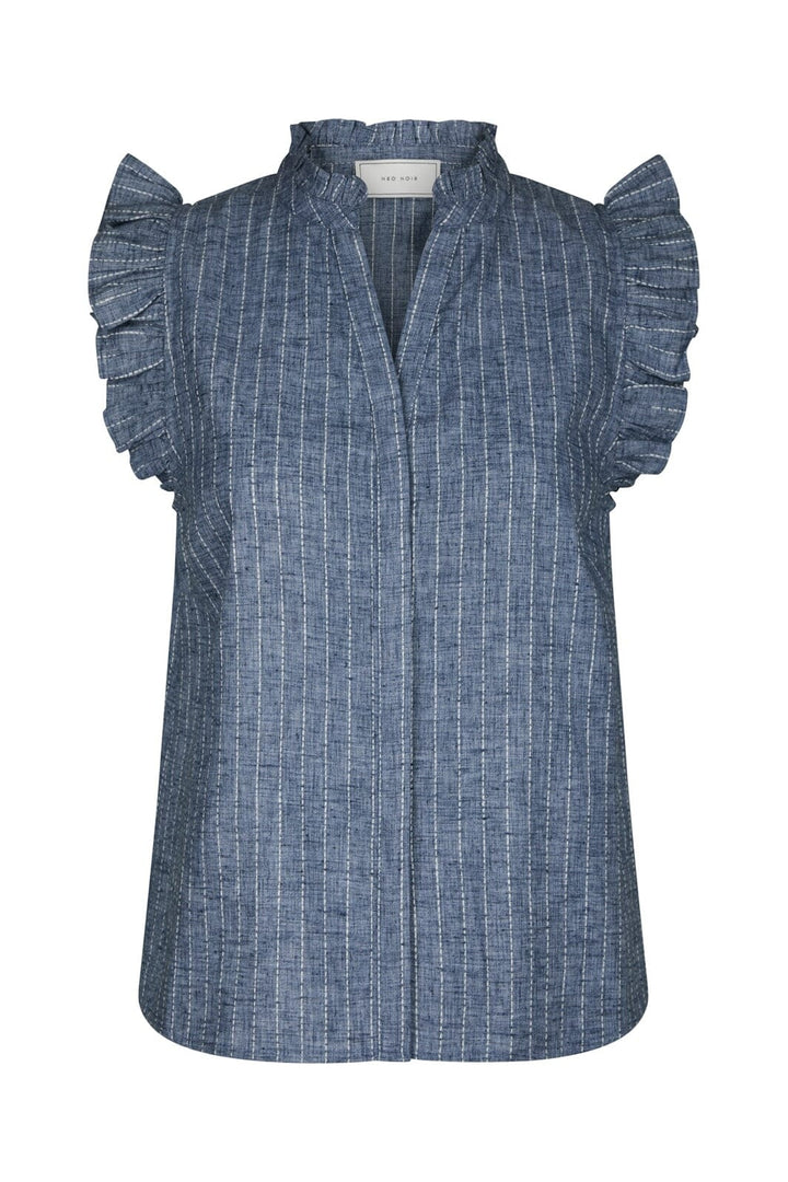 Neo Noir - Siona Emb Stripe Top 168373 - 140 - Blue