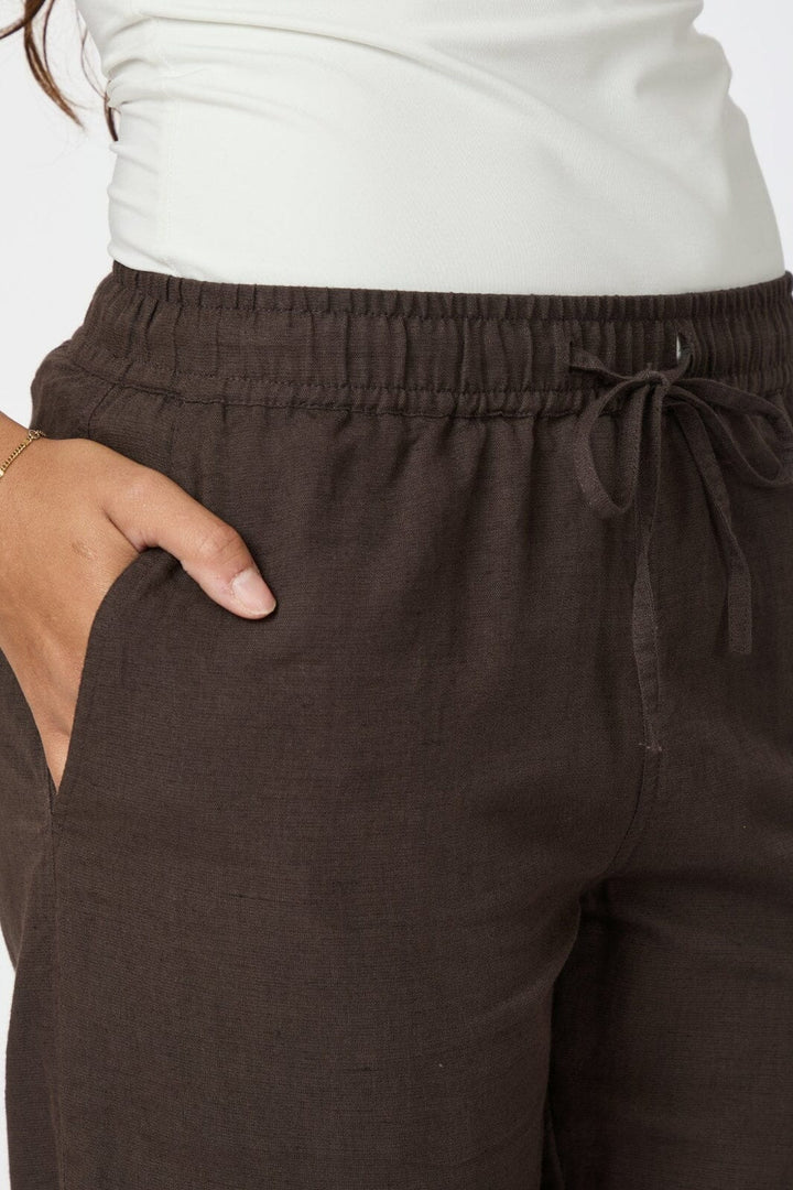 Neo Noir - Sonar Linen Pants 158949 - 676 - Dark Brown