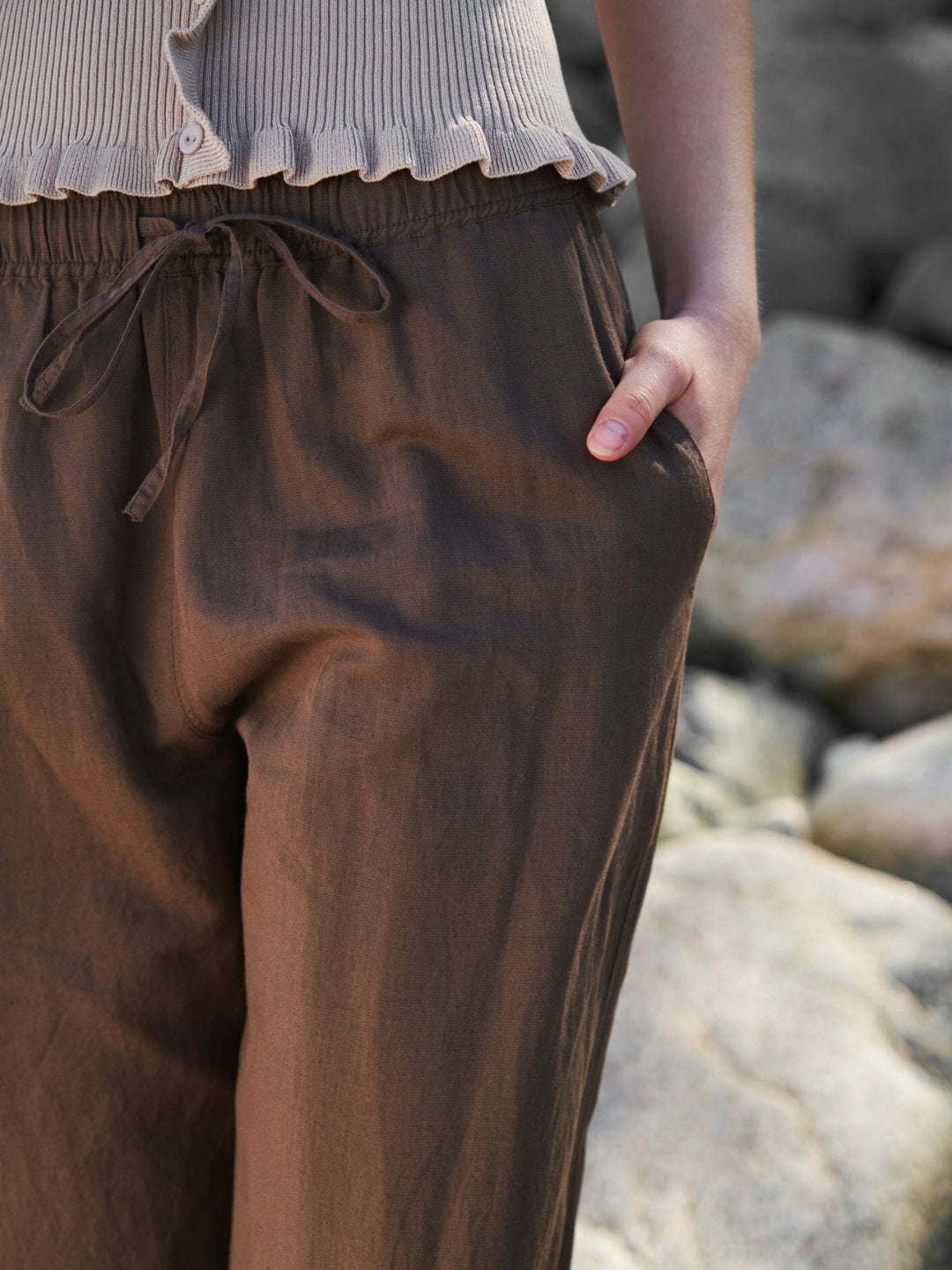Neo Noir - Sonar Linen Pants - Brown Bukser 