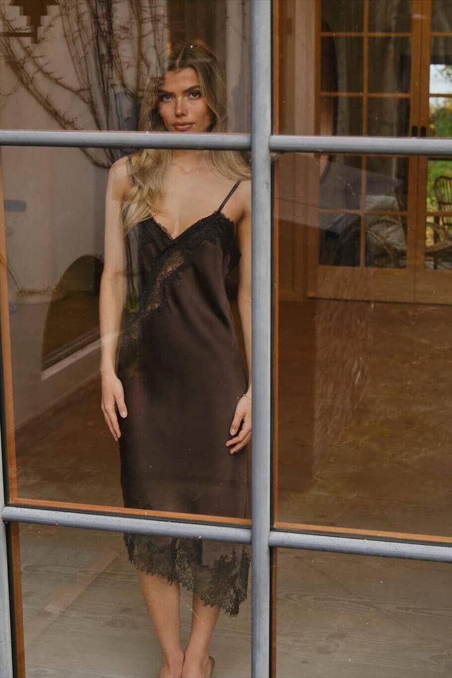 Neo Noir - Sorelle Lace Dress 167411 - 676 - Dark Brown Kjoler 