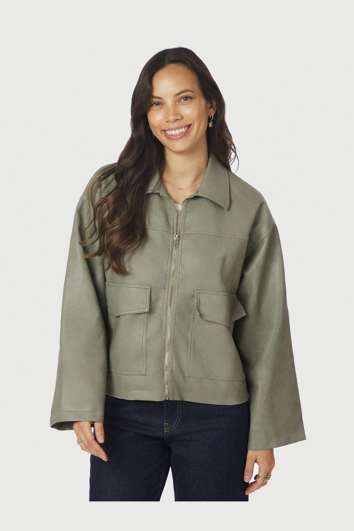 Neo Noir - Titan Faux Leather Jacket 164002 - 232 - Soft Green
