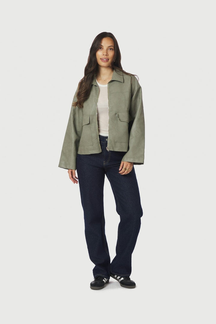 Neo Noir - Titan Faux Leather Jacket 164002 - 232 - Soft Green