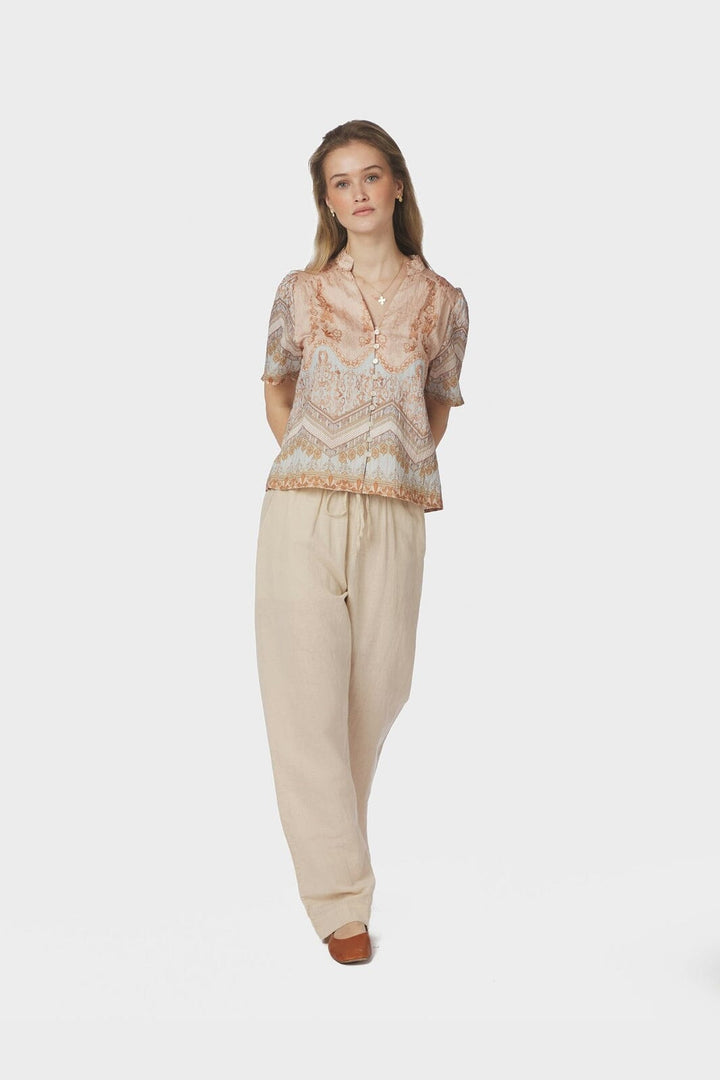 Neo Noir - Torana Flower Border Blouse 169345 - 618 - Flower Peach