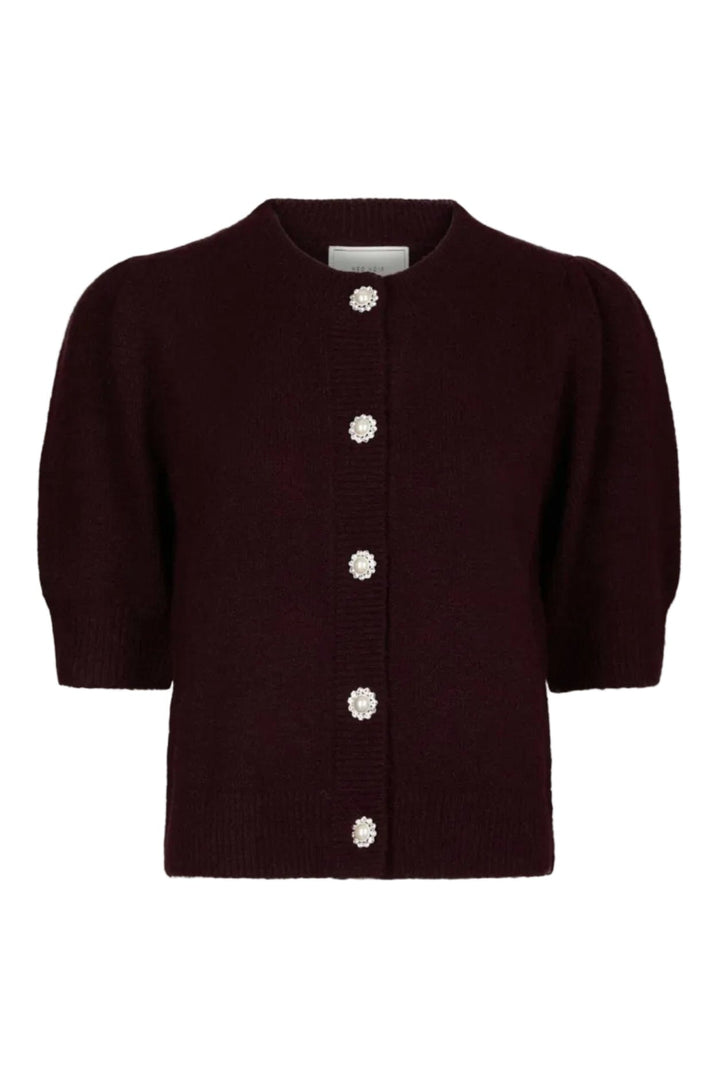 Neo Noir - Trudy Pearl Deco Knit Cardigan 167472 - 682 - Wine Cardigans 