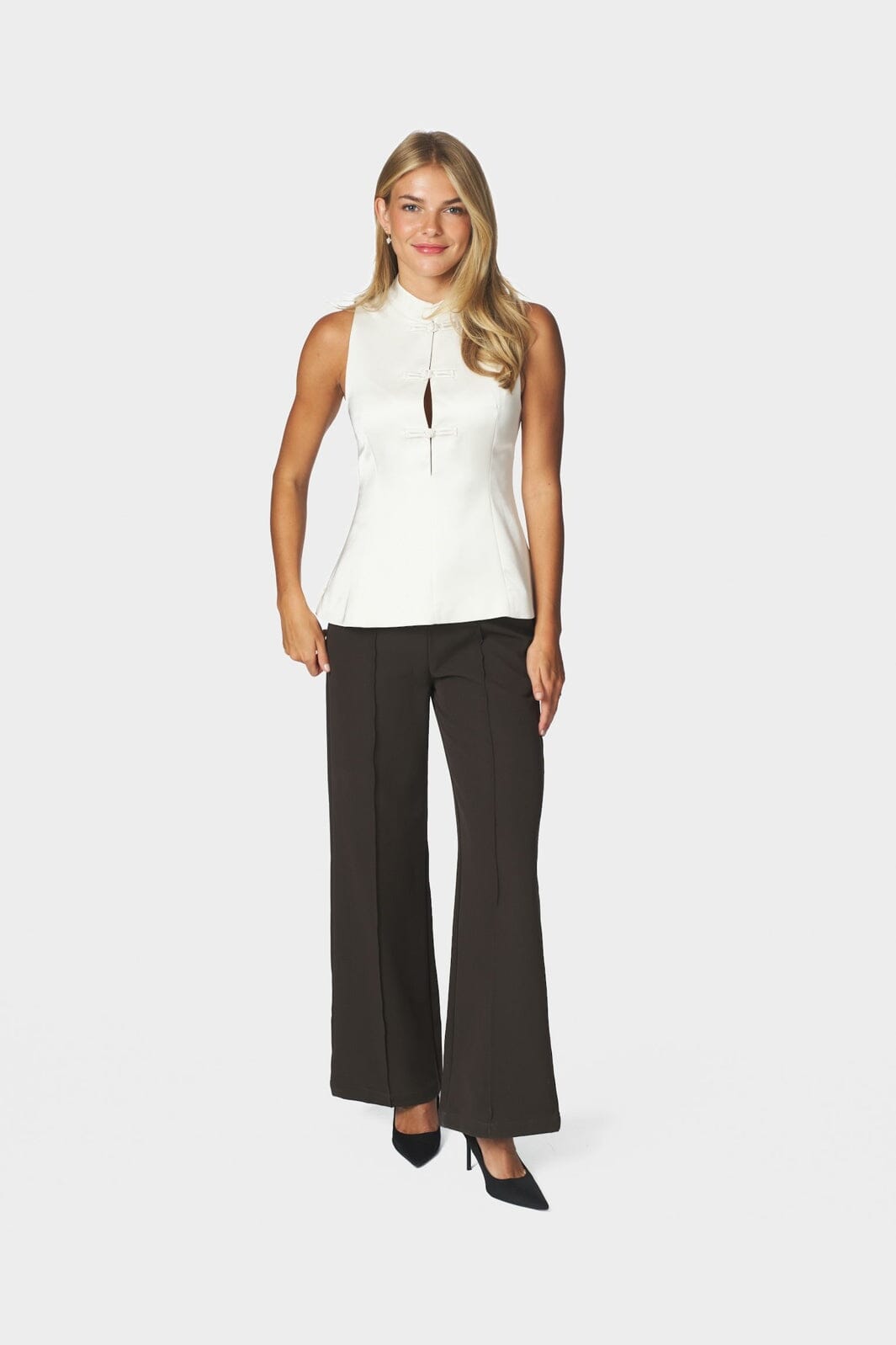 Neo Noir - Vada Heavy Sateen Top 170595 - 621 - Pearl