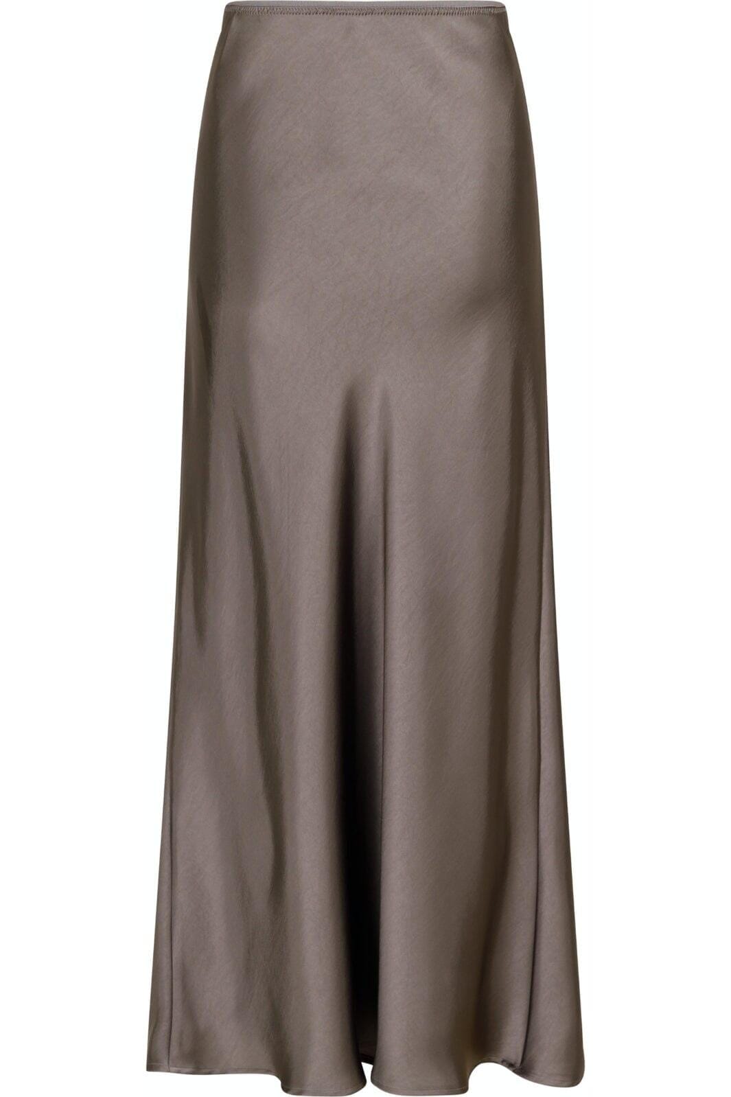 Neo Noir - Vicky Heavy Sateen Skirt - Warm Grey Nederdele 