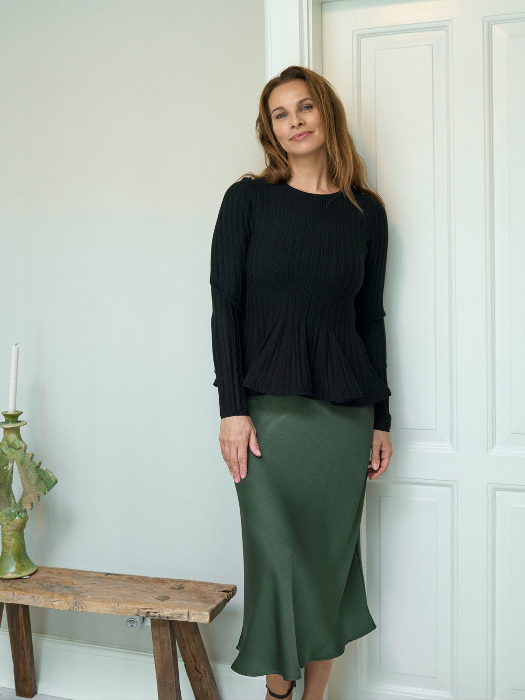 Neo Noir - Wallina Peplum Knit Blouse 170589 - 100 - Black Bluser 