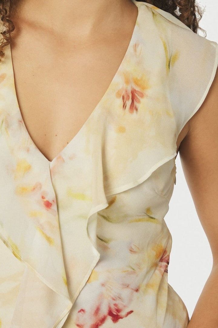 Neo Noir - Zella Chiffon Print Dress 167616 - 203 - Dusty Yellow