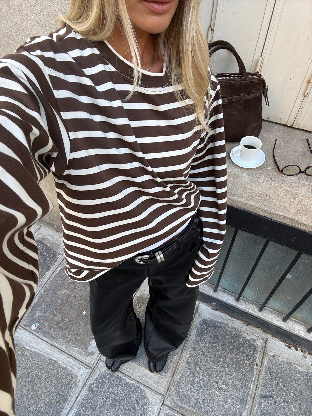 Noella - N-Maple Ls T-Shirt 17260001 - 450 - Eton Brown Ivory Stripe T-shirts 
