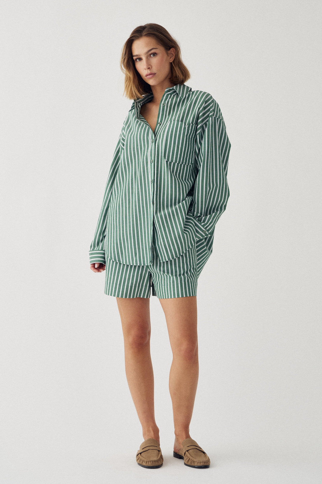 Noella - N-Marlon Shirt 15640001 - 1452 - Drayton Green Stripe Skjorter 