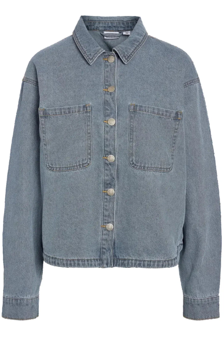 Noisy May - Nmalva L/S Shacket W Fringe Bs039Lb - 4944548 Light Blue Denim Jakker 