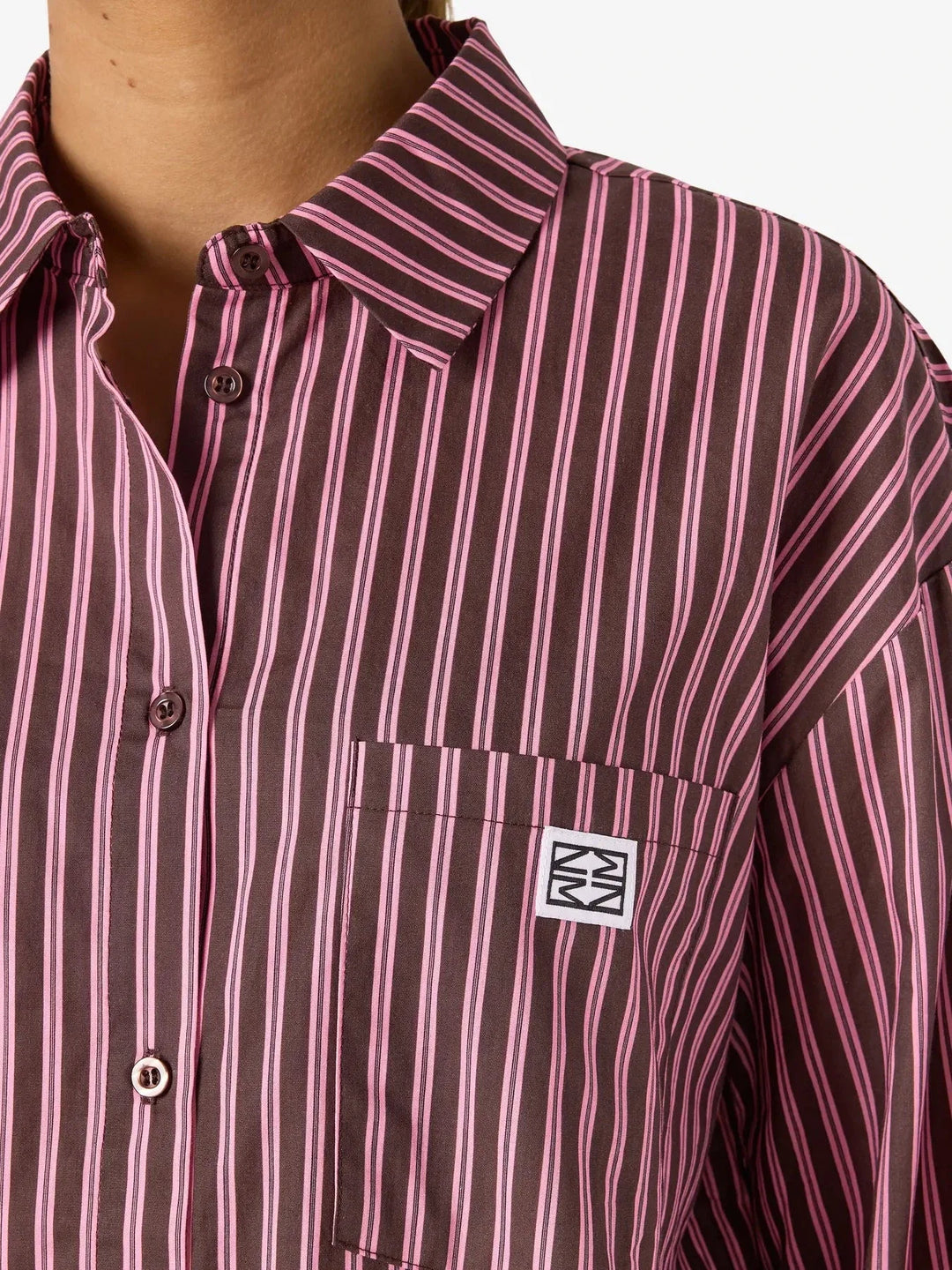 Noisy May - Nmfrida L/S Button Shirt Box - 5089197 Windsor Wine Begonia Pink/White Skjorter 