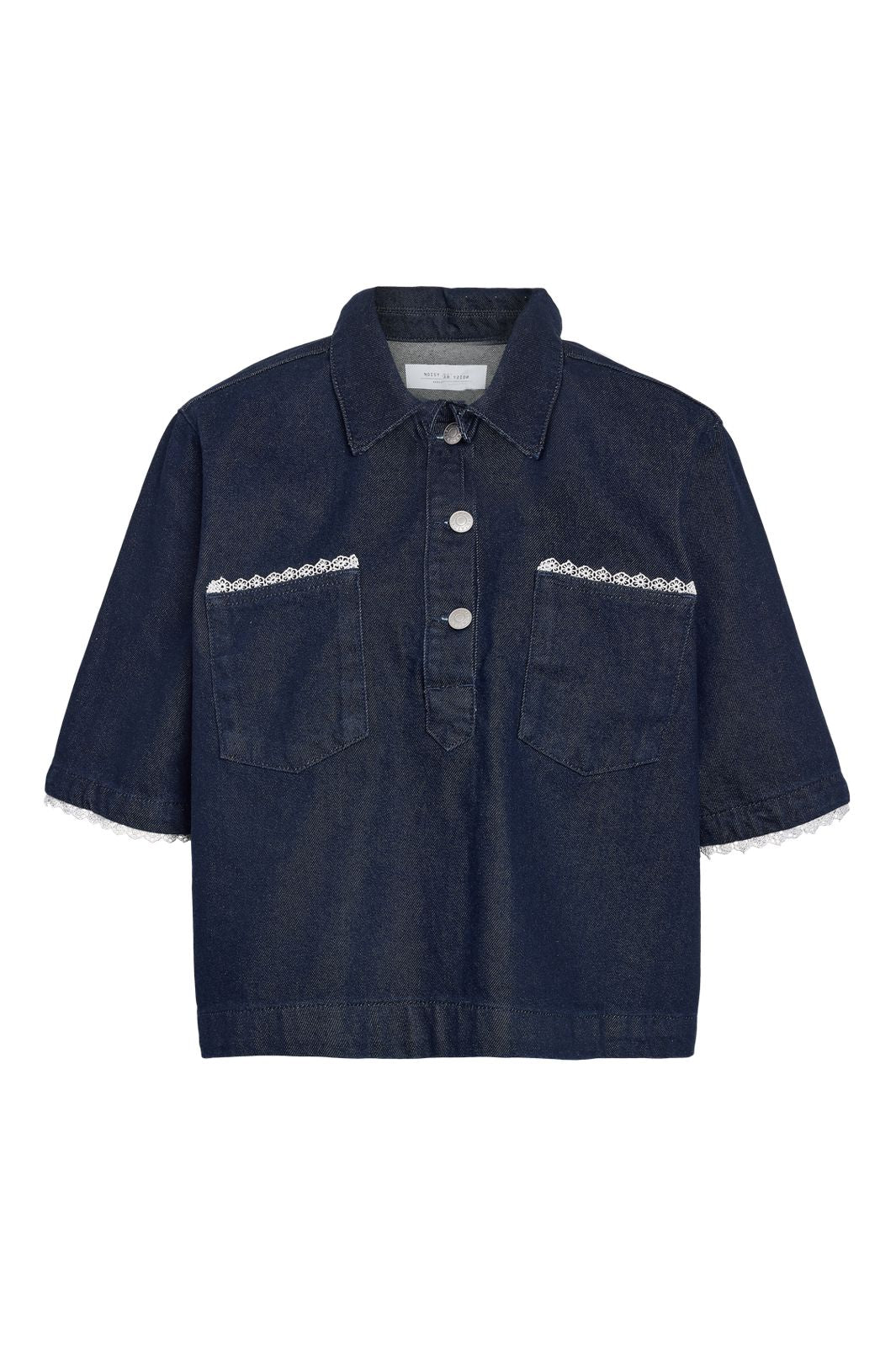 Noisy May - Nmindie 2/4 Denim Lace Shirt Db - 4952006 Dark Blue Denim