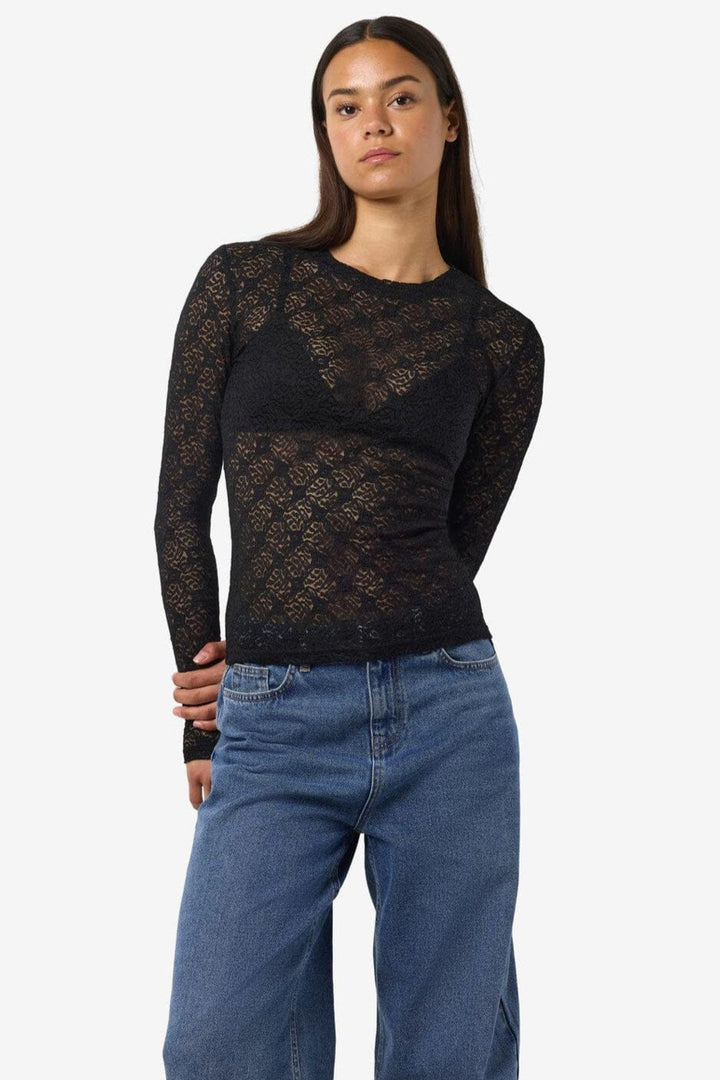 Noisy May - Nmjudith L/S Lace Top - 4793424 Black