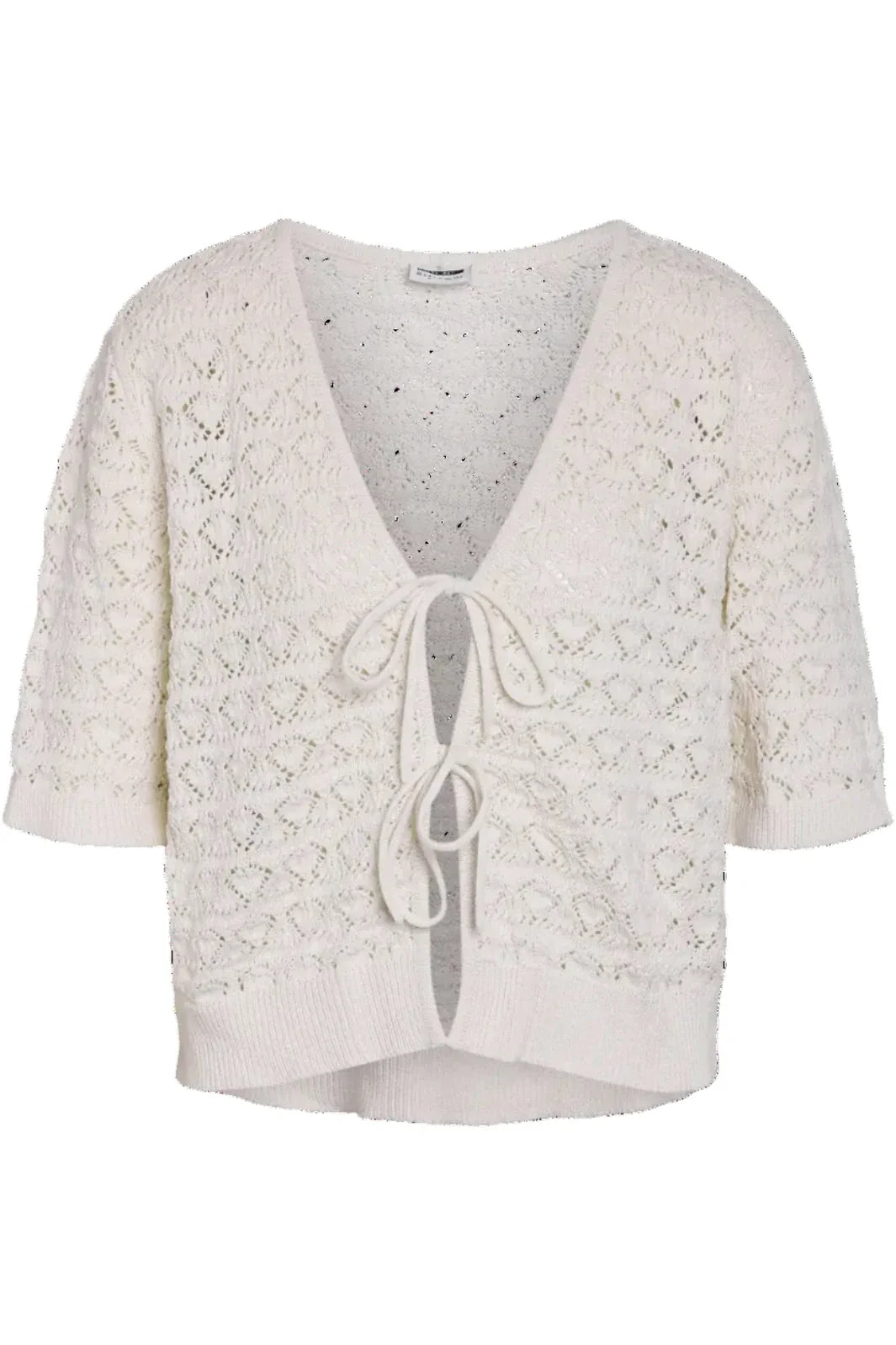 Noisy May - Nmlaika S/S Tie Knit Top Fwd - 4946488 Birch Cardigans 