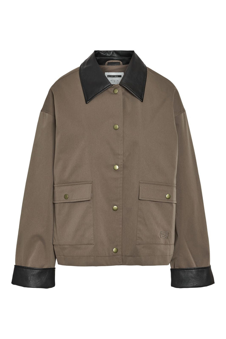 Noisy May - Nmnora Pu Collar Jacket Dd - 4788717 Morel Black