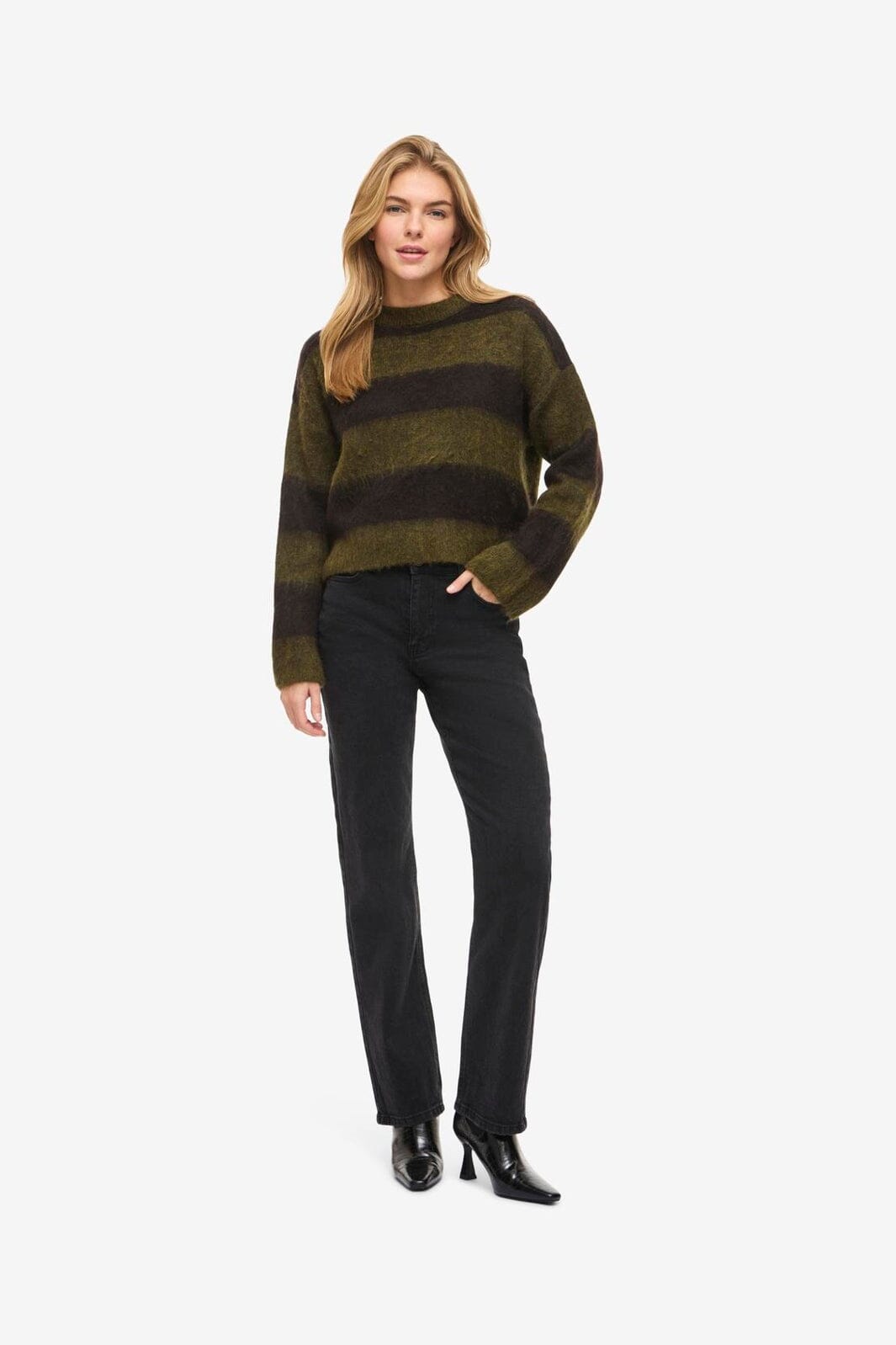 Noisy May - Nmsoff L/S O-Neck Knit - 5149942 Avocado Chocolate Brown