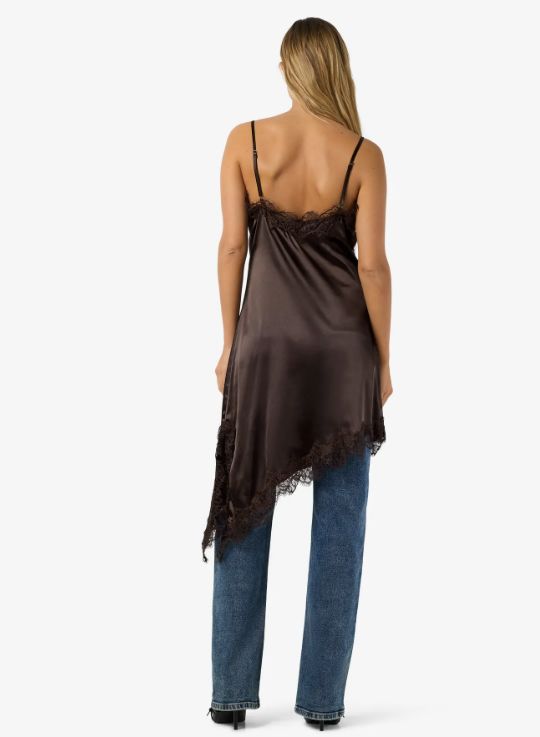 Noisy May - Nmsofie S/L Satin Lace Dress - 5079335 Chocolate Brown Kjoler 