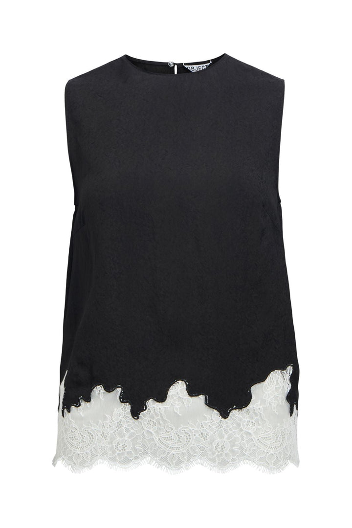 Object - Objdalme Sl Lace Top Aw Fair 25 - 5065712 Black White Lace