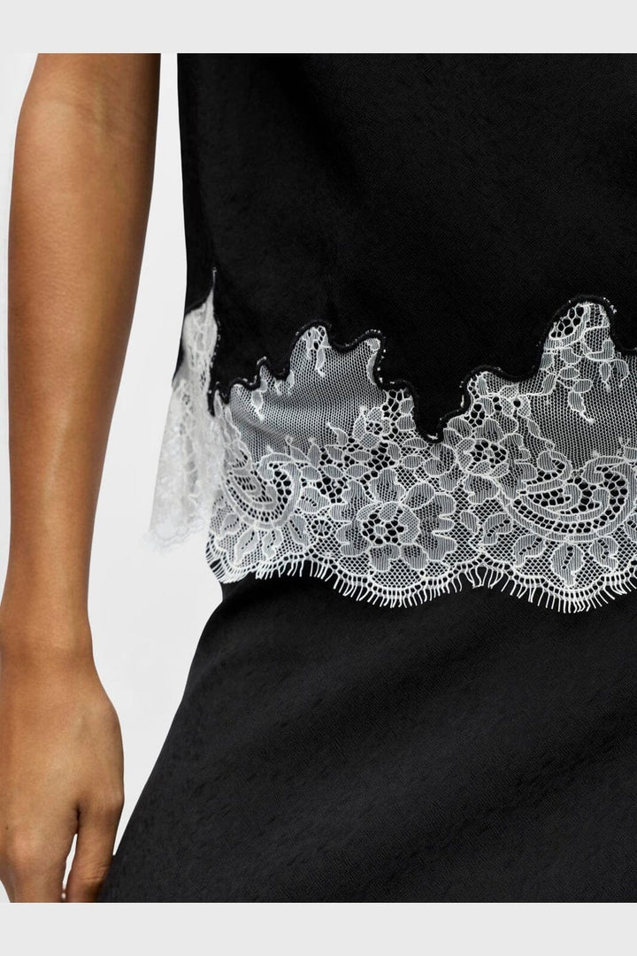 Object - Objdalme Sl Lace Top Aw Fair 25 - 5065712 Black White Lace