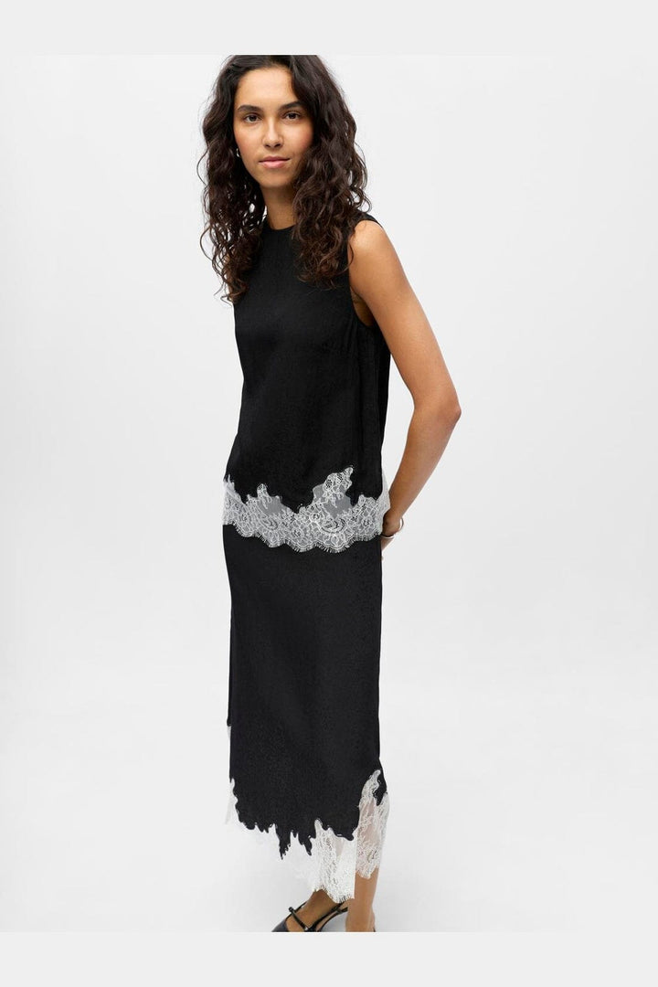 Object - Objdalme Sl Lace Top Aw Fair 25 - 5065712 Black White Lace