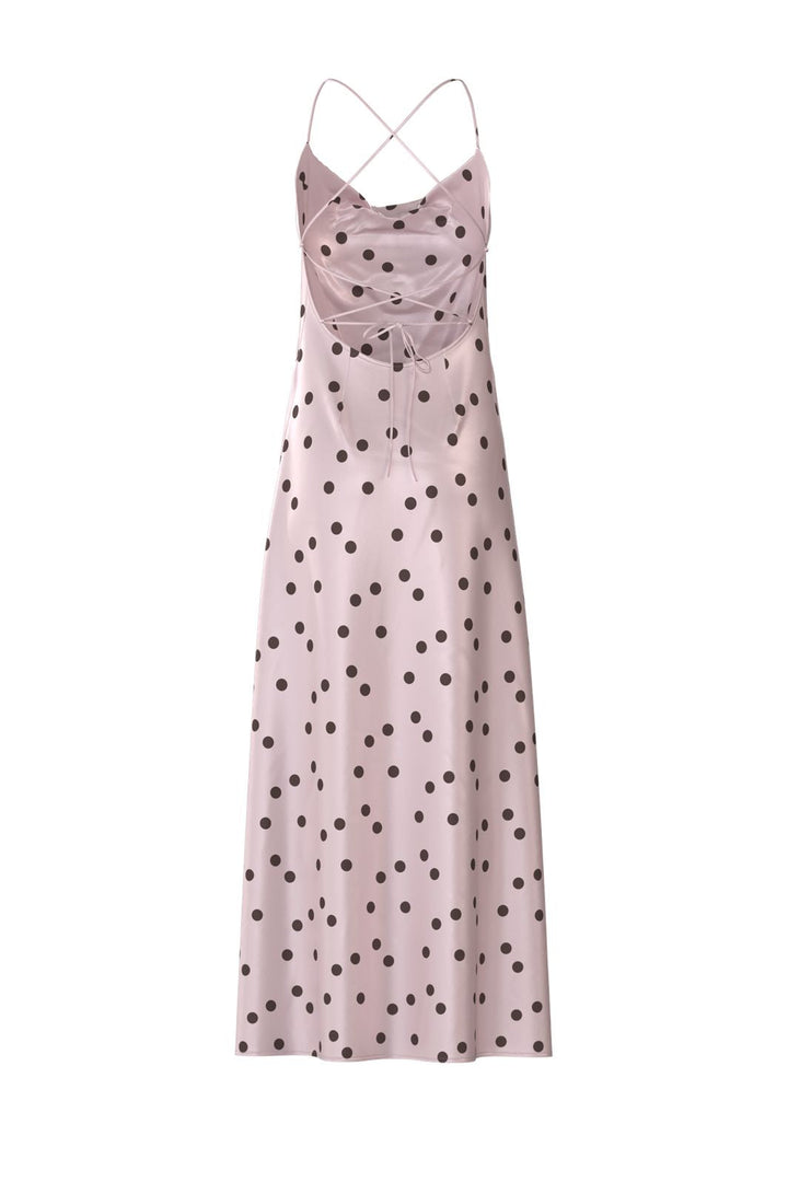 Object - Objsally Maxi Slip Dress - 5094705 Pale Lilac Seal Brown Dots
